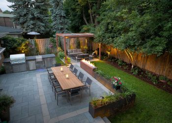Backyard with dining table