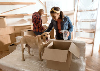 Family moving with pet