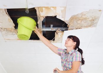 Girl stoping water damage