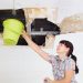 Girl stoping water damage