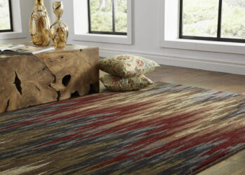 Ikat rug on floor