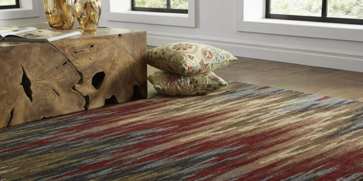 Ikat rug on floor