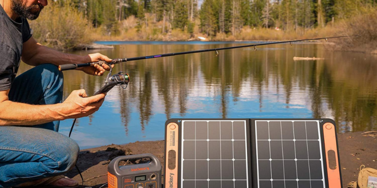 Man Using A Portable Solar Generator