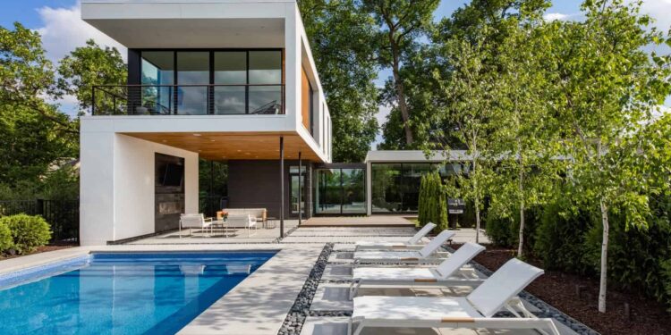 Modern house backyard