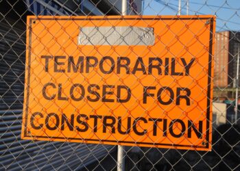 Orange and Black Temporarily Closed for Construction Signage