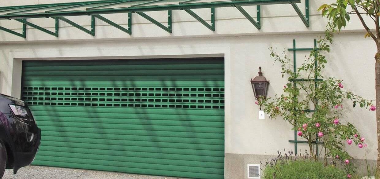 Green garage door