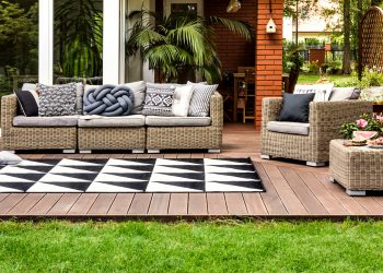 Rattan sofa on terrace