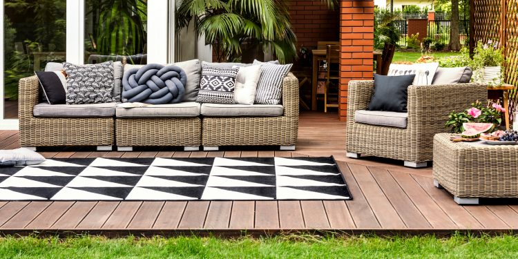 Rattan sofa on terrace