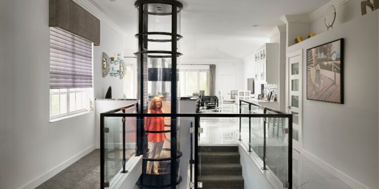 a women in Shaftless Home Elevator