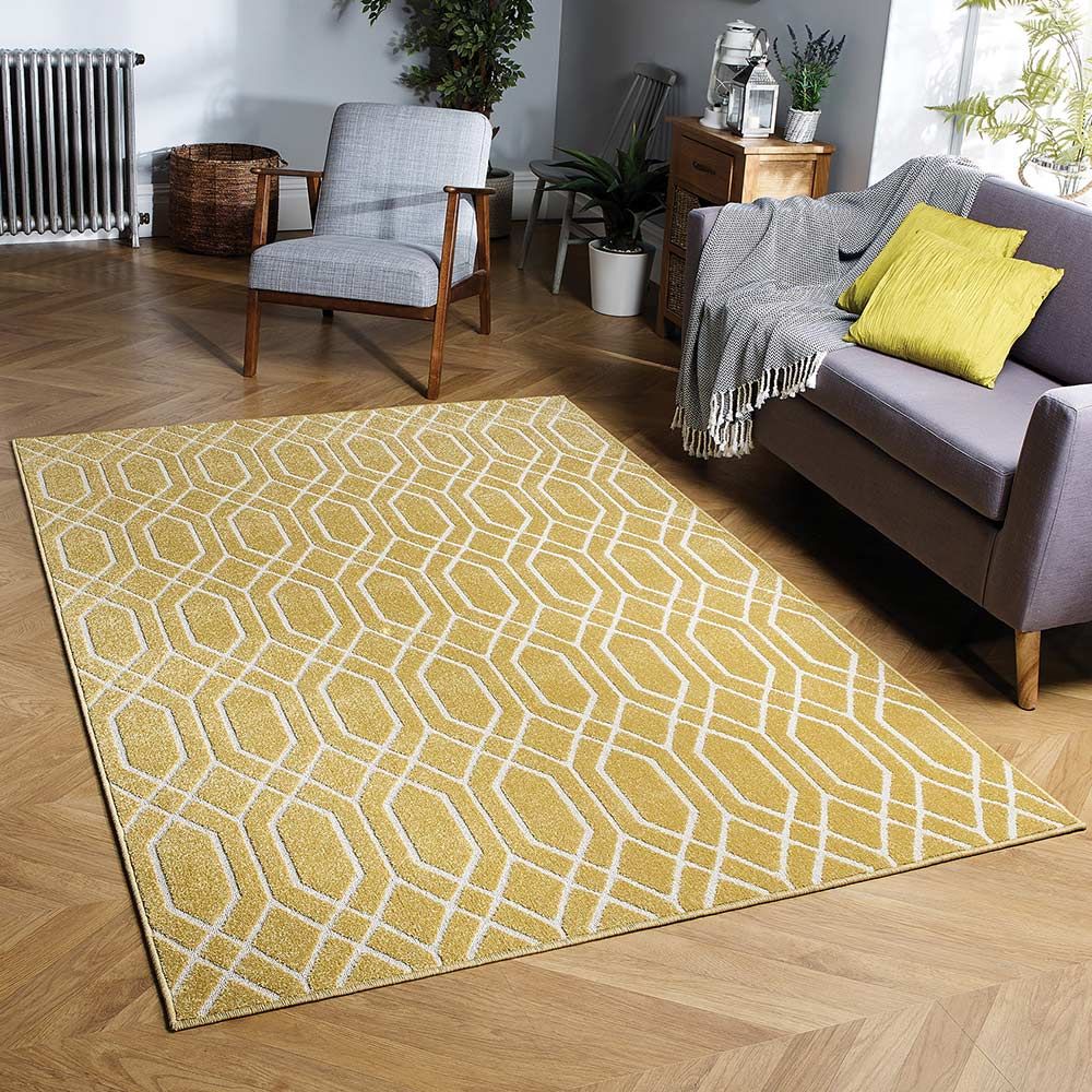 Yellow rugs for beige couch