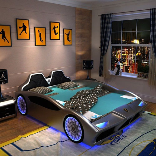 decorated car bed for kids room