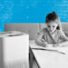 girl studying in front of air purifier