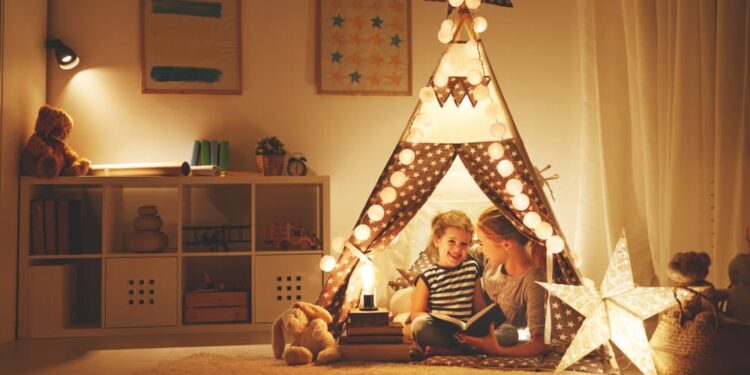 happy kids with Children's lighting
