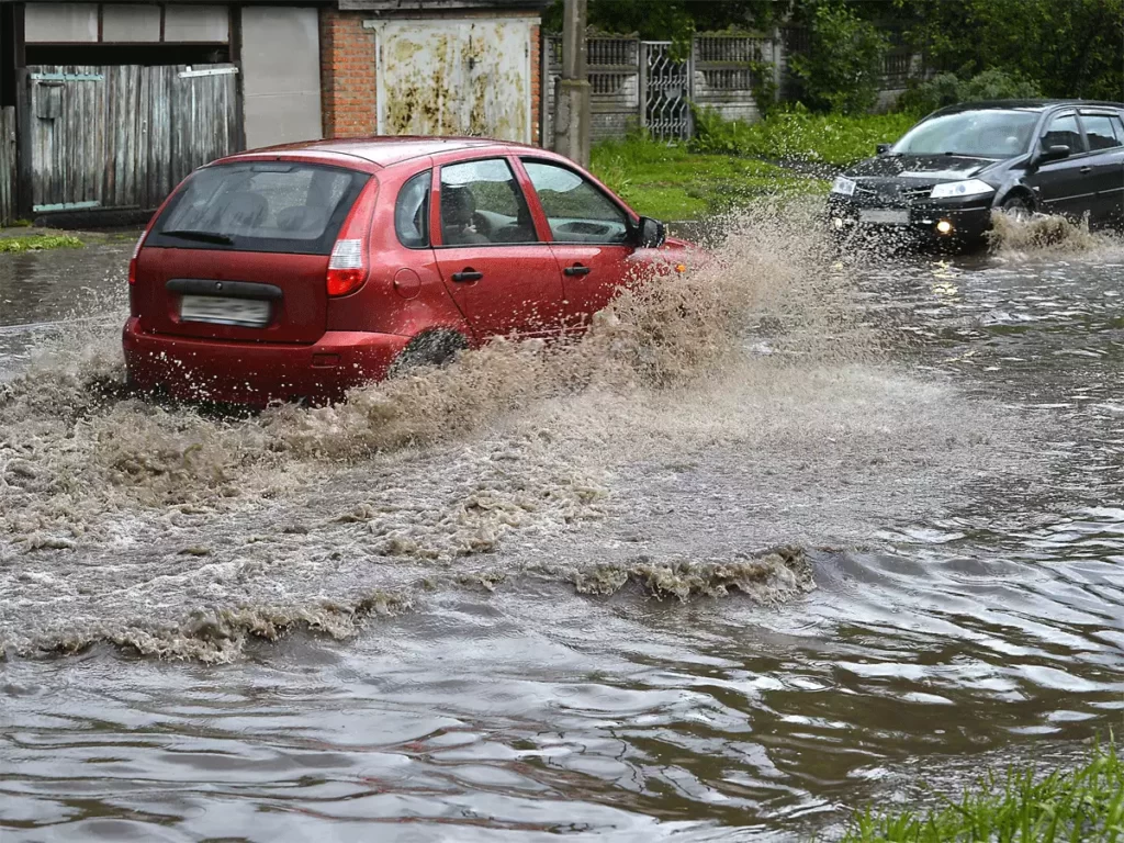 car in a flood  