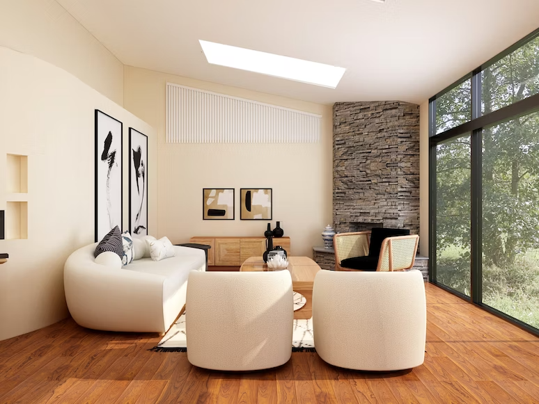 livivng room with  white sofa 