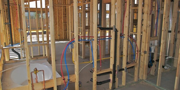 plumbing new framed house