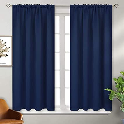 bule curtain on white windows