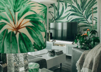 green and white lampshade