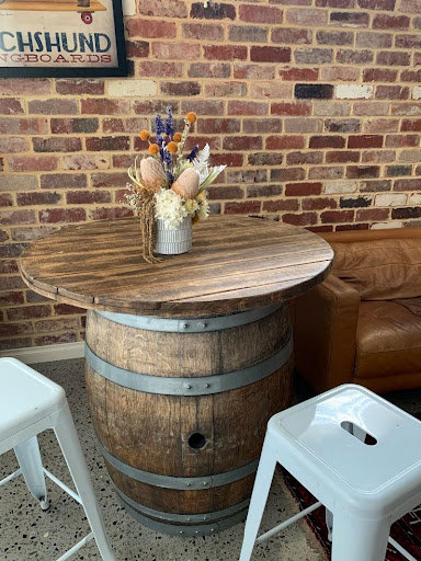 a classic wine barrel table