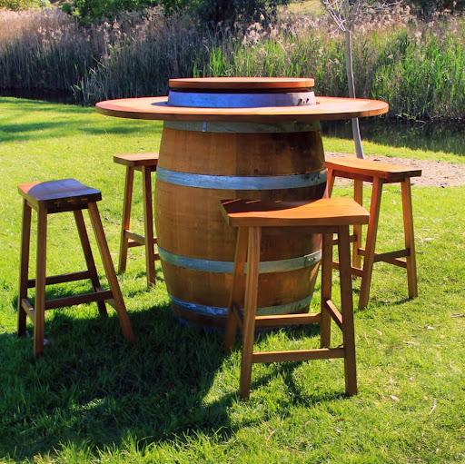 wine barrel table with skirt top