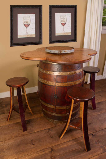 wine barrel table with independent space on top